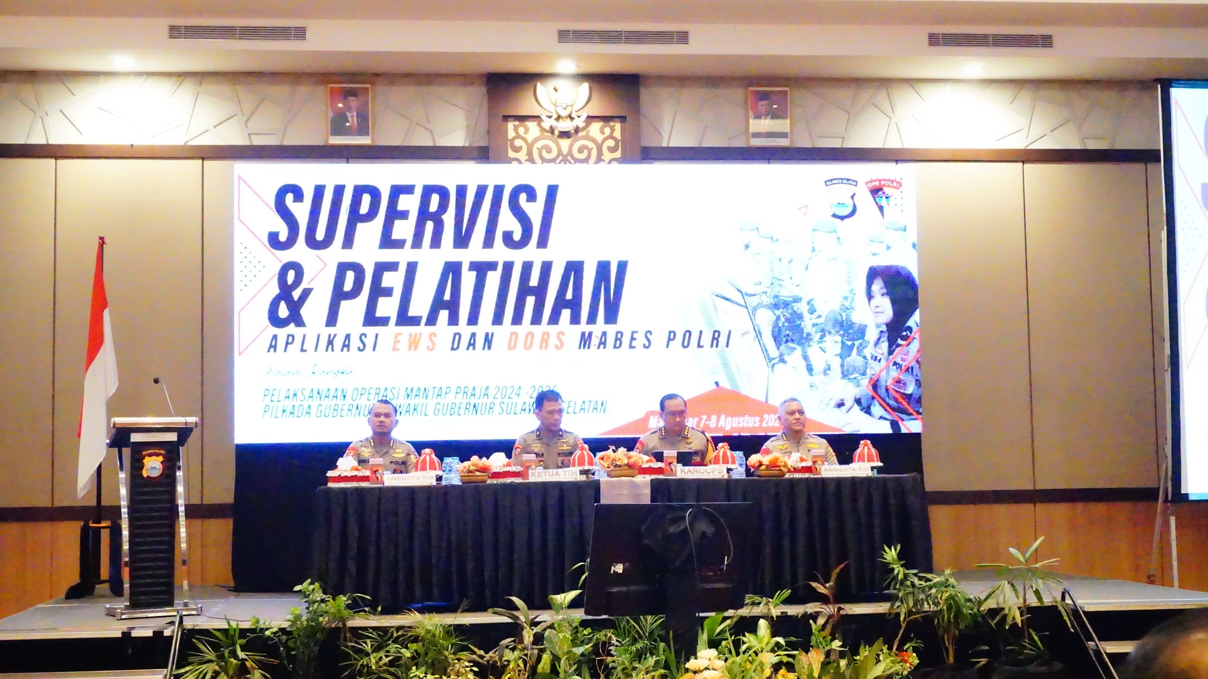 Supervisi dan Pelatihan Aplikasi EWS Dan DORS di Polda Sulsel Oleh Tim Mabes Polri