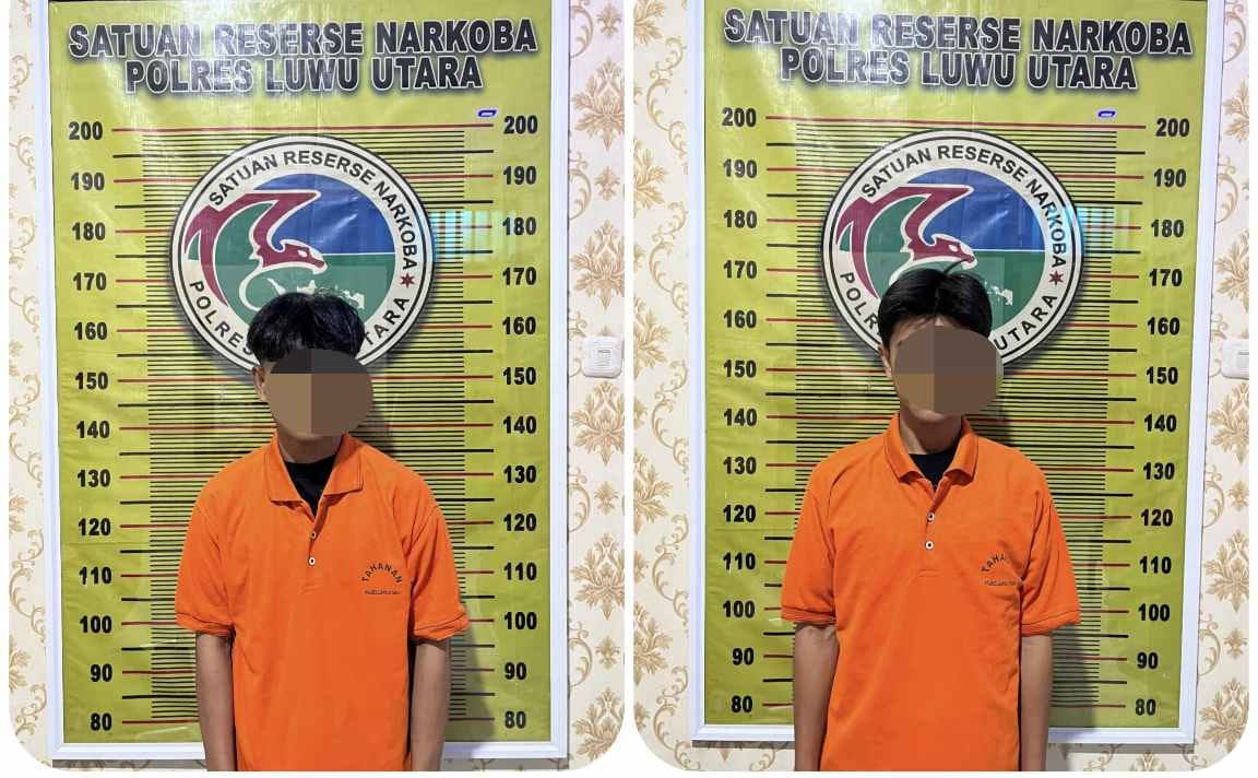 SATRESNARKOBA POLRES LUWU UTARA BEKUK DUA PEMUDA DIDUGA EDARKAN SABU DI DESA POREANG